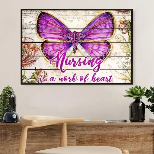 Nurse Canvas Wall Art | Butterfly Nursing - Work Of Heart | Gift For Woman Nurse, Female Nursing