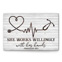 Nurse Poster & Canvas, She Works Willingly With Her Hands Wall Art, Home Decor, Mother's Day, Birthday Gift For Women, Mom, Girlfriend