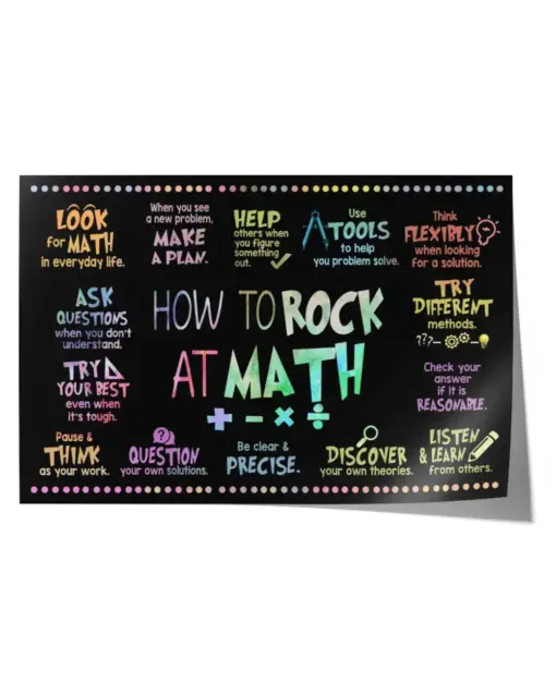 How To Rock At Math Poster, Math Poster, Math Classroom Decor