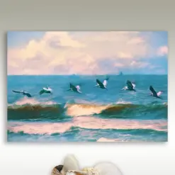 Ocean Art Pelicans Pelican Beach Scene Ocean Coastal Art Print Seascape Beach Decor Coastal Decor Print Or Canvas