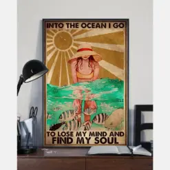 Ocean Girl Poster Into The Ocean I Go Lose My Mind And Find My Soul Vintage Room Home Decor Wall Art Gifts Idea