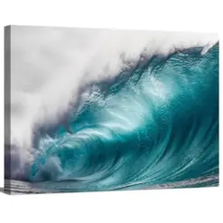 Ocean Wave Eye Of The Wave Sea Nature Scenic Photography Landscape Surfing Water Sport Wrapped Canvas Print Wall Art Office Decor Home Decor