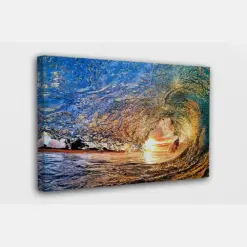 Ocean Wave In Sunset Canvas Wall Art Design | Poster Print Decor For Home & Office Decoration I Poster Or Canvas Ready To Hang