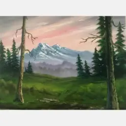 Ode To Bob Ross Pink Mountain Vista