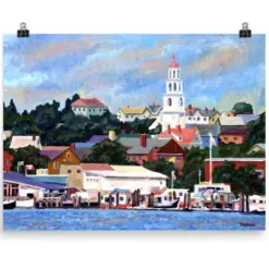 Oil Painting Gloucester Cape Ann Art Print From Original Impressionist Oil Painting By Pamela Parsons Massachusetts Harbor Scene Boats