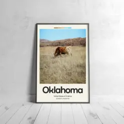 Oklahoma Poster - Oil Painting Technique | United States Wall Art | & Printed Travel Prints | Animalistic Home Decor