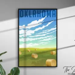 Oklahoma Vintage Travel Poster Retro Style Travel Print Us States Rustic Wall Art Landmarks Aesthetic Decor Boho Vibrant Graphic Artwork