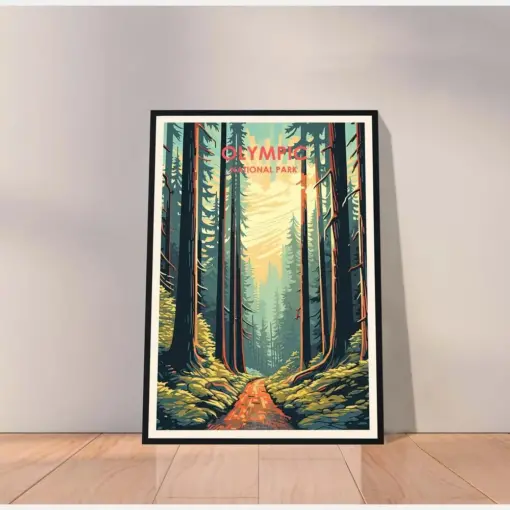 Olympic National Park Poster Olympic Poster Olympic Print Travel Posters Travel Gifts Illustration Art Us National Park Wall Decor