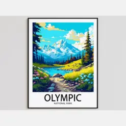 Olympic Travel Poster Olympic Print National Park Art Print Olympic Gift Olympic Wall Art Olympic Artwork National Park Decor