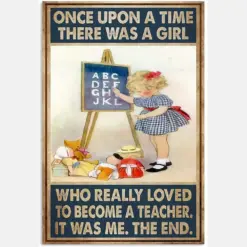 Once Upon A Time There A Girl Really Love Become Teacher Blue Baby Girl Occupation Quote