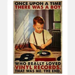 Once Upon A Time There Was A Boy Who Really Loved Vinyl Records That Was Me The End Vintage Poster - Poster For Vinyl Lovers - Home Decor - No Frame