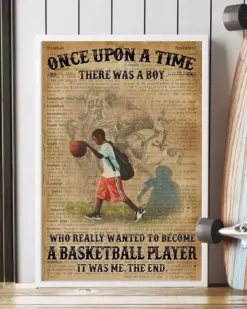 Once Upon A Time There Was A Boy Who Really Wanted To Become A Basketball Player Black Boy Poster, Canvas