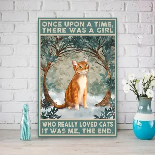 Once Upon A Time There Was A Girl Who Liked Cats , Black Cat Wall Art - Black Cat Print Black Cat Artwork - Home Decor