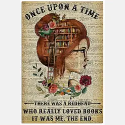 Once Upon A Time There Was A Redhead Eally Loved Book Girl Book Head Flower Vintage