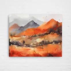 Orange | Orange Mountains | Landscape | Wall Art | Canvas | Colourful | Painting | Artwork | Prints