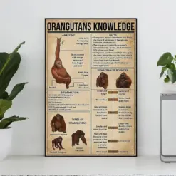 Orangutans Knowledge Vintage Poster Orangutans Lover Gift All About Orangutans Knowledge Poster Knowledge Art Education Wall Decor
