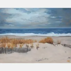 Original 11 I 14 Inch Oil Seascape Landscape Nature Takes Charge Sky Ocean Beach Sand Stretched Canvas