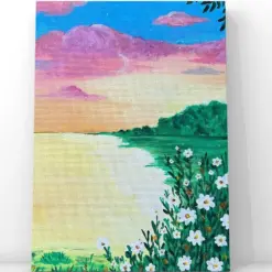 Original Acrylic Landscape Painting In The Canvas Board Original Art Spring Landscape 8 By 10 Inches