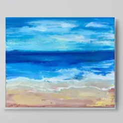 Original Art - Beach Scene Cleveland By I Avec Ocean Wave Painting Acrylic Painting Impressionist Landscape One Of A Kind