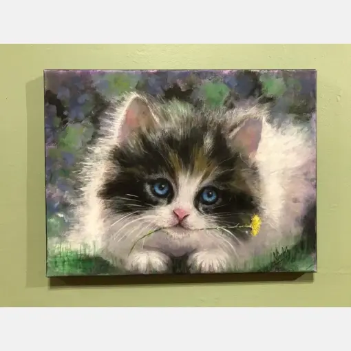 Original Cat Painting Little Miss Buttercup Angora Kitten