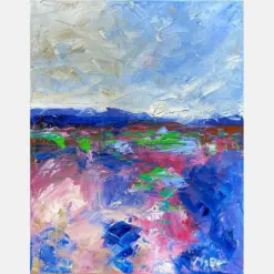 Original Landscape Abstract Impressionist Hand Painted Oil Plain Air Vista Art On Gallery Wrapped Canvas By Claire