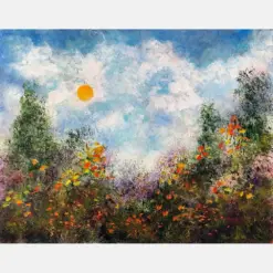 Original Landscape Flower Painting Acrylic Garden Landscape , Nature Art Wall Art Home Decor Floral Decor