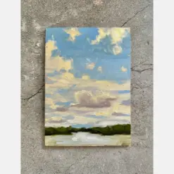 Original Oil Landscape Painting Framed On Board Cloud Painting Contemporary Impressionism Small Art Works