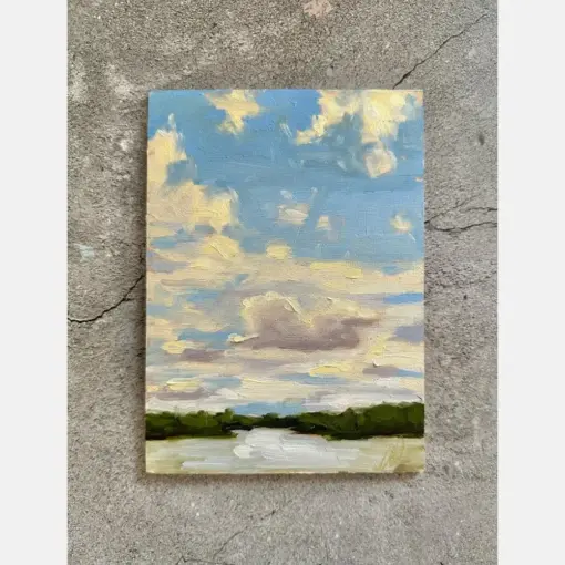 Original Oil Landscape Painting Framed On Board Cloud Painting Contemporary Impressionism Small Art Works