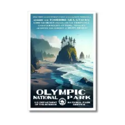 Original Olympic National Park - Ruby Beach Poster | Vintage Artwork | Washington State Vintage Poster | Pacific Northwest Art