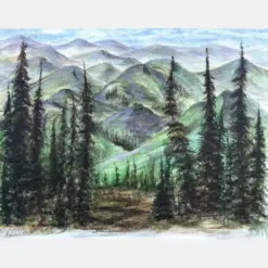 Original Painting Print On Solace - Mountain Landscape Original Artwork