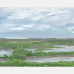 Original Painting View Over The Mississippi