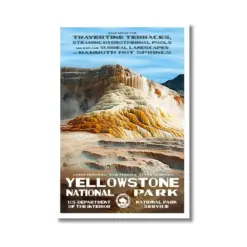 Original Yellowstone National Park - Mammoth Hot Springs Poster | Vintage Artwork | Mammoth Hot Springs Art | Geothermal Print