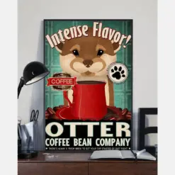 Otters Coffee Loves Canvas Prints Intense Flavor Otter Coffee Bean Company Vintage Wall Art Gifts Vintage Home Wall Decor Canvas