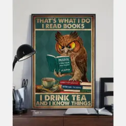 Owl Book Tea Poster That'S What I Do I Read Books I Drink Tea Vintage Room Home Decor Wall Art Gifts Idea