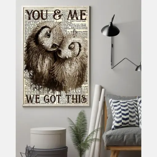 Owl - You And Me Vertical Canvas And Poster | Wall Decor