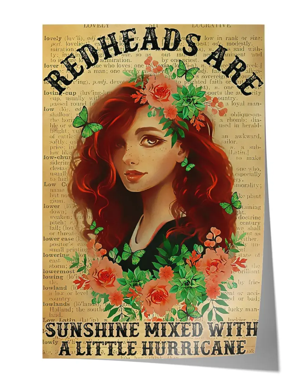 Redheads are sunshine mixed with a little hurricane Wall Decor Artwork Print Poster Wall Art Print Home Decor Vintage - Satin Portrait Poster