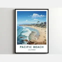 Pacific Beach Travel Print Wall Art Pacific Beach Wall Hanging Home Decor Pacific Beach Gift Art Lovers California Art Poster