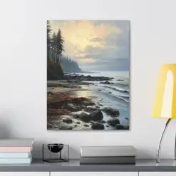 Pacific Northwest Coastline - Canvas Wall Art | Oil Painting | Home Decor | Premium Canvas | Paw Decor | Wall Art | Coastal Landscape