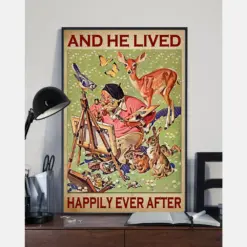 Painter Canvas Prints And He Lived Happily Ever After Vintage Wall Art Gifts Vintage Home Wall Decor Canvas