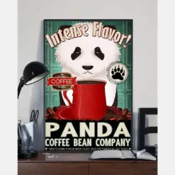 Pandas Coffee Loves Canvas Prints Intense Flavor Panda Coffee Bean Company Vintage Wall Art Gifts Vintage Home Wall Decor Canvas