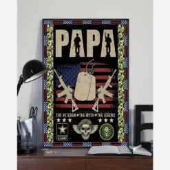 Papa Veteran Grandpa The Legend Canvas Prints Vintage Wall Art Gifts Vintage Home Wall Decor Canvas