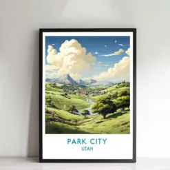 Park City Utah Travel Print Poster Wall Art Framed Vacation Home Decor Wall Hangings Print Framed Gifts Bedroom