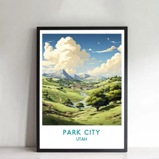 Park City Utah Travel Print Poster Wall Art Framed Vacation Home Decor Wall Hangings Print Framed Gifts Bedroom