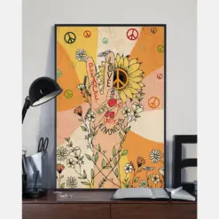 Peace And Love Sign Hippie Sunflower Poster Vintage Room Home Decor Wall Art Gifts Idea