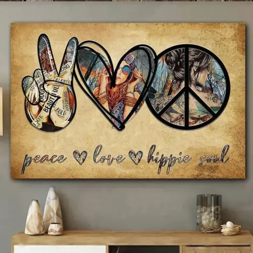 Peace Love Hippie Soul, Hippie Poster, Canvas