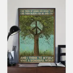 Peace Tree Poster And I Think To Myself What A Wonderful World Vintage Room Home Decor Wall Art Gifts Idea