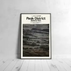 Peak District Poster - Oil Painting Technique | Uk National Park Wall Art | & Printed Travel Prints | Animalistic Home Decor