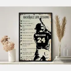 Personalised Baseball Life Lessons Never Give Up, For Baseball Players Custom Name