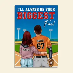 Personalized Baseball Couple Poster - Always Be Your Biggest Fan - Couple Shoulder To Shoulder - Poster & Canvas