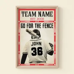 Personalized Baseball Player Poster - Go For The Fence - Vintage Art - Poster & Canvas